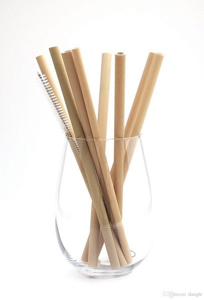 Paja de Bambu 20 cm (10 unidades) + Cepillo - utensilioscocteleria